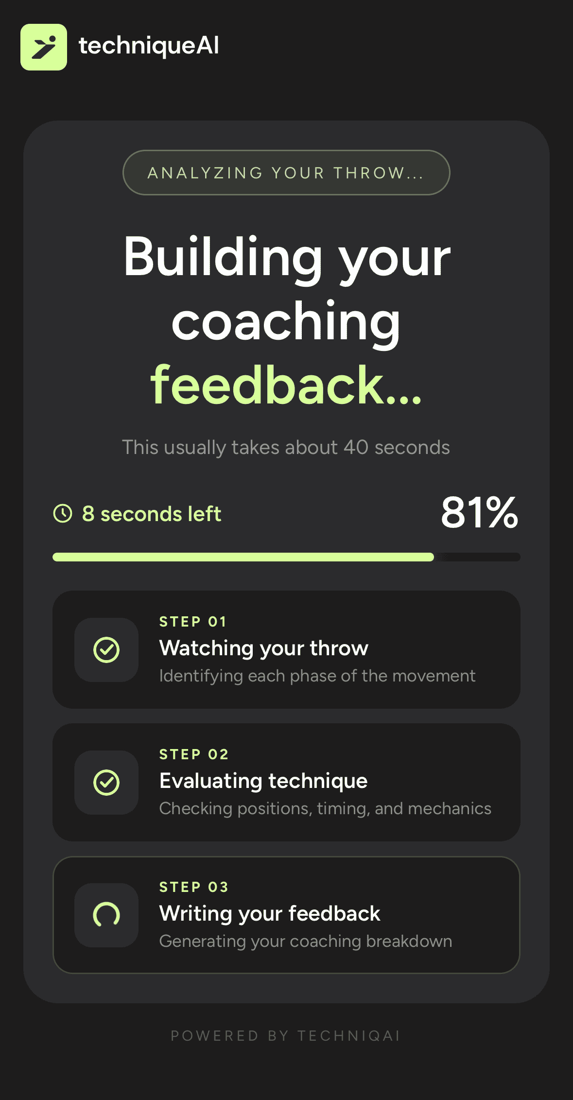 Techniq AI analyzing a throw phase by phase